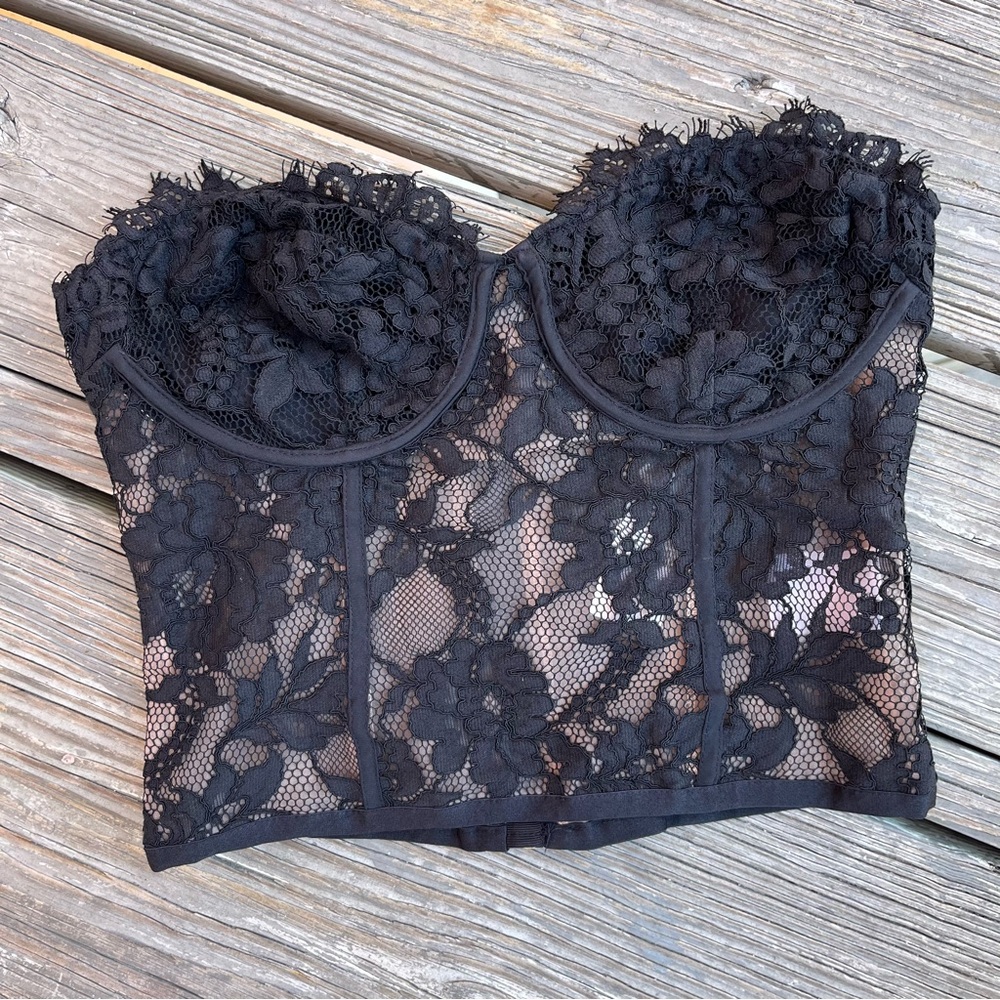 Express Black Lace Bustier Size 2 New NWT